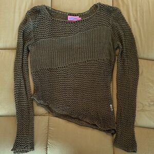 Edikted Brown Crew Neck Ribbed Sweater